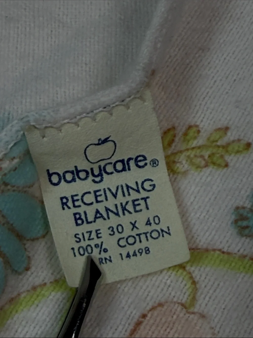 Vintage Babycare Receiving Blanket 30x40 Pastel Animals Floral Nursery